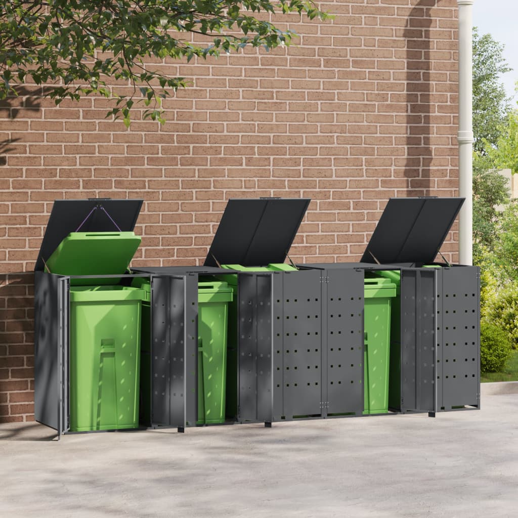 vidaXL Rangement à roulettes pour poubelles pour 5 bacs anthracite