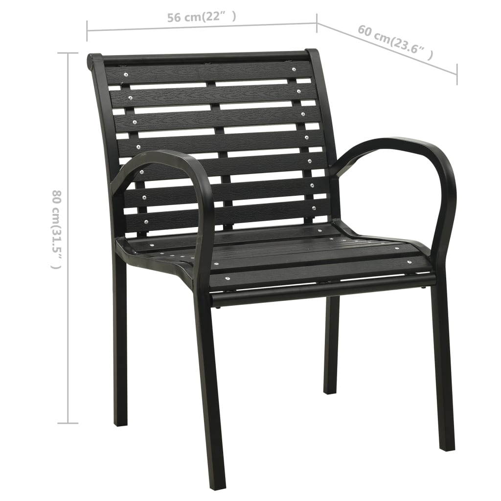 vidaXL Chaises de jardin lot de 2 Acier et WPC Noir