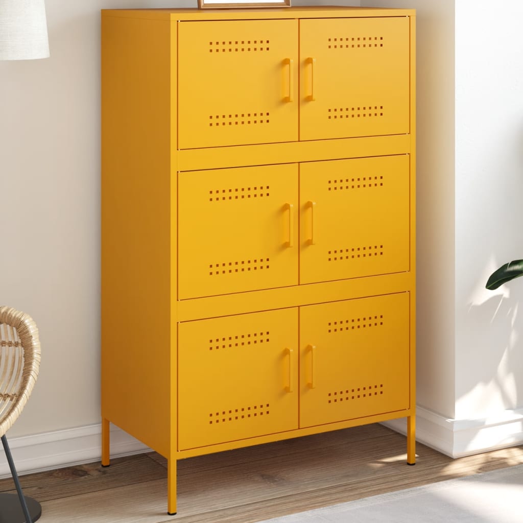 vidaXL Buffet haut jaune moutarde 68x39x113 cm acier