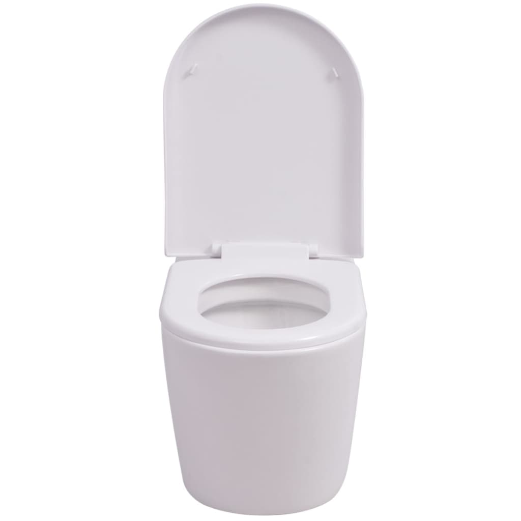 vidaXL Toilette murale Céramique Blanc