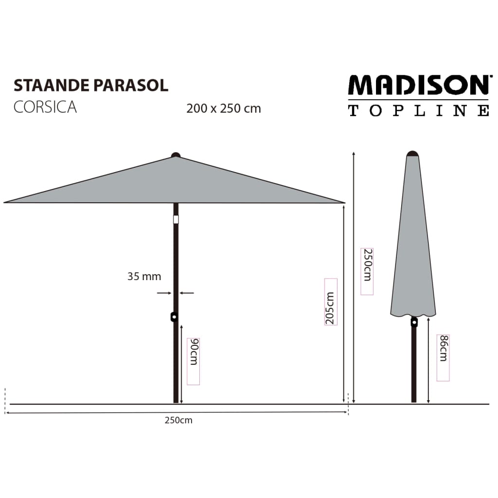 Madison Parasol de jardin Corsica 200x250 cm taupe