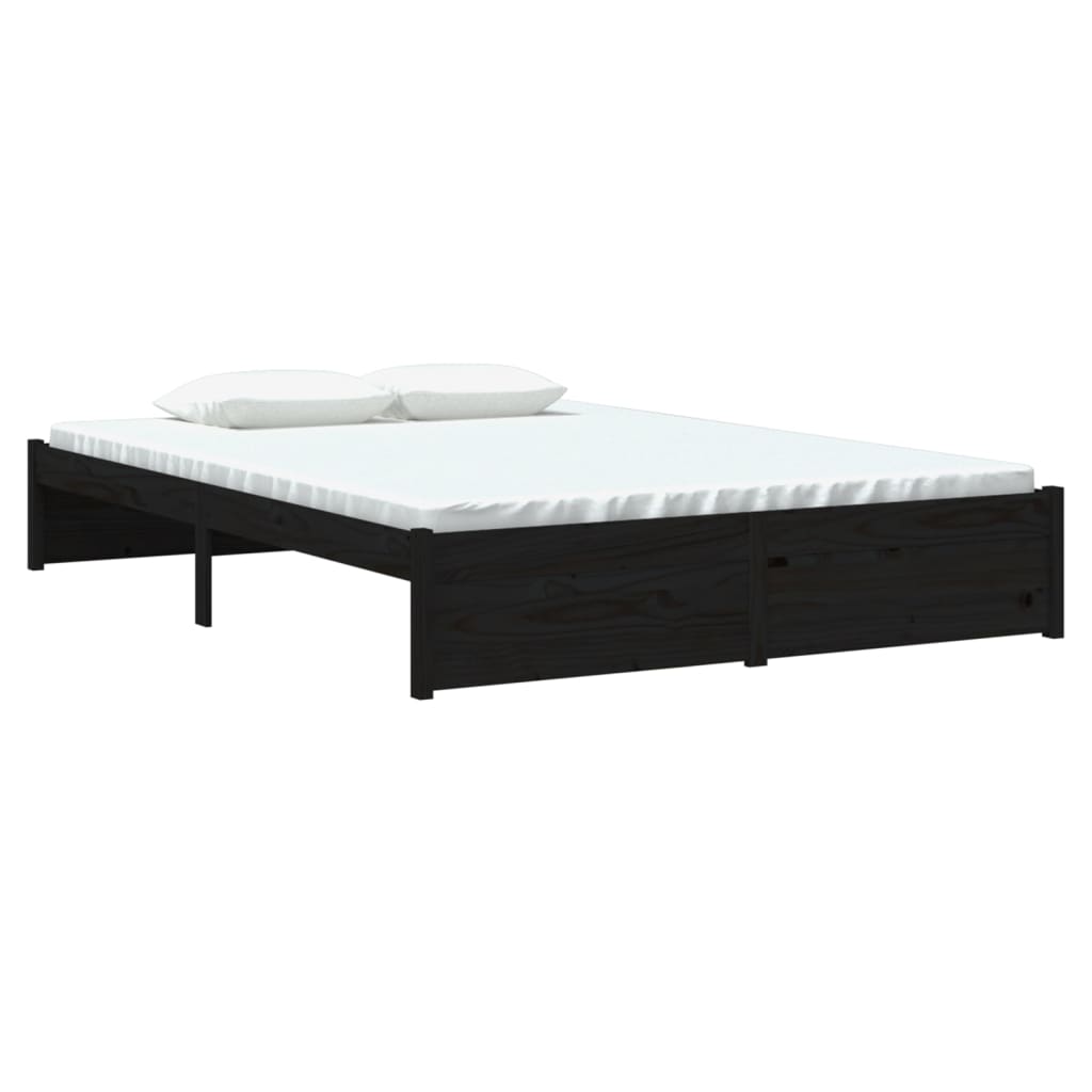 vidaXL Cadre de lit sans matelas noir bois massif 140x190 cm