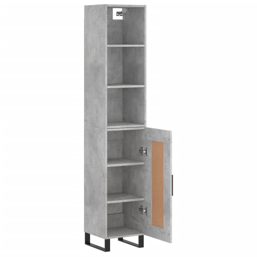 vidaXL Buffet haut Gris béton 34,5x34x180 cm Bois d'ingénierie