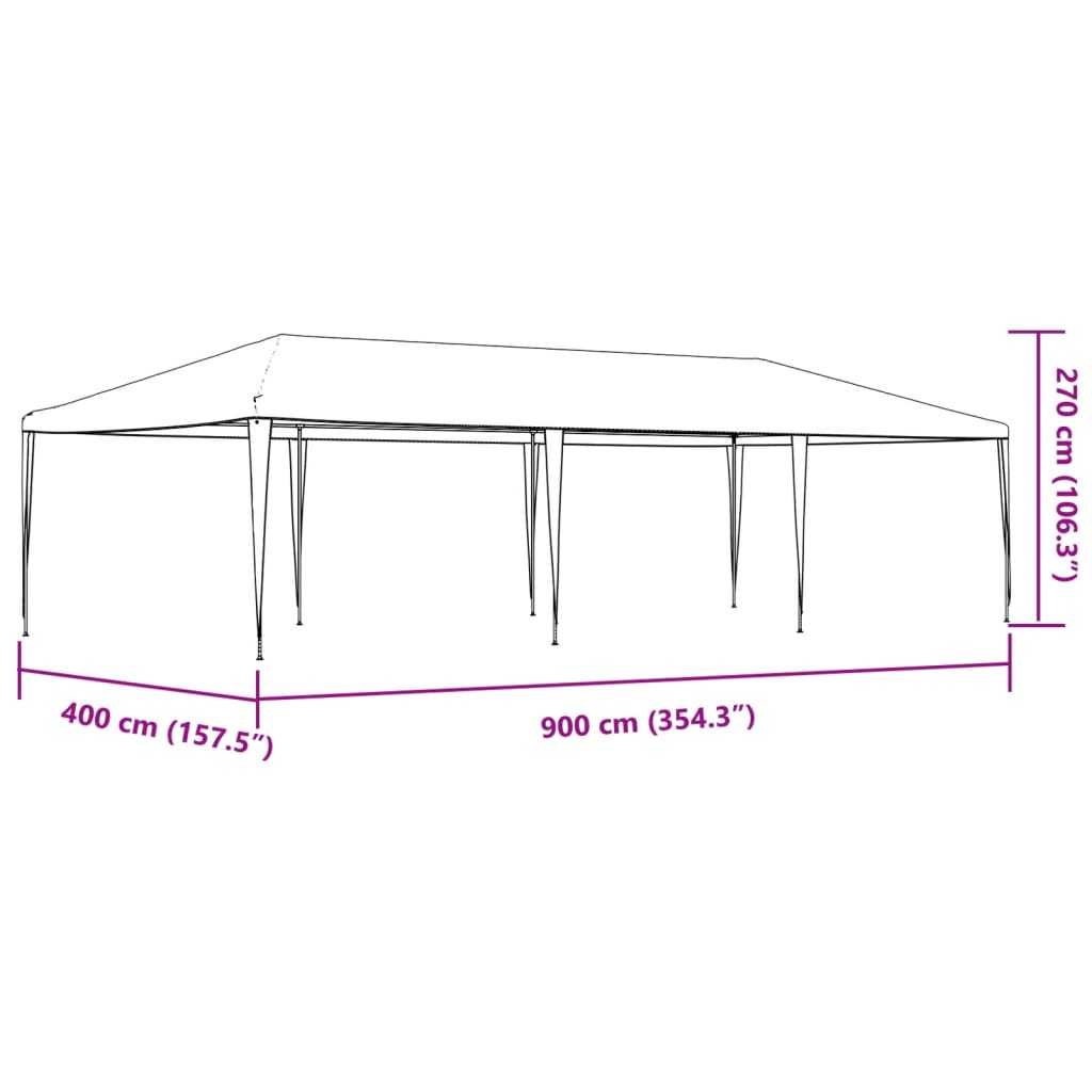 vidaXL Tente de réception professionnelle 4x9 m Anthracite 90 g/m²