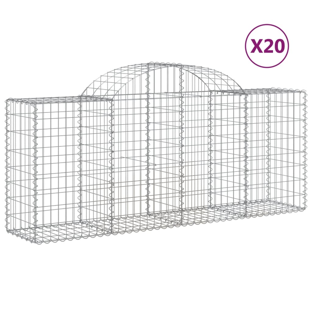 vidaXL Paniers à gabions arqués 20 pcs 200x50x80/100 cm Fer galvanisé