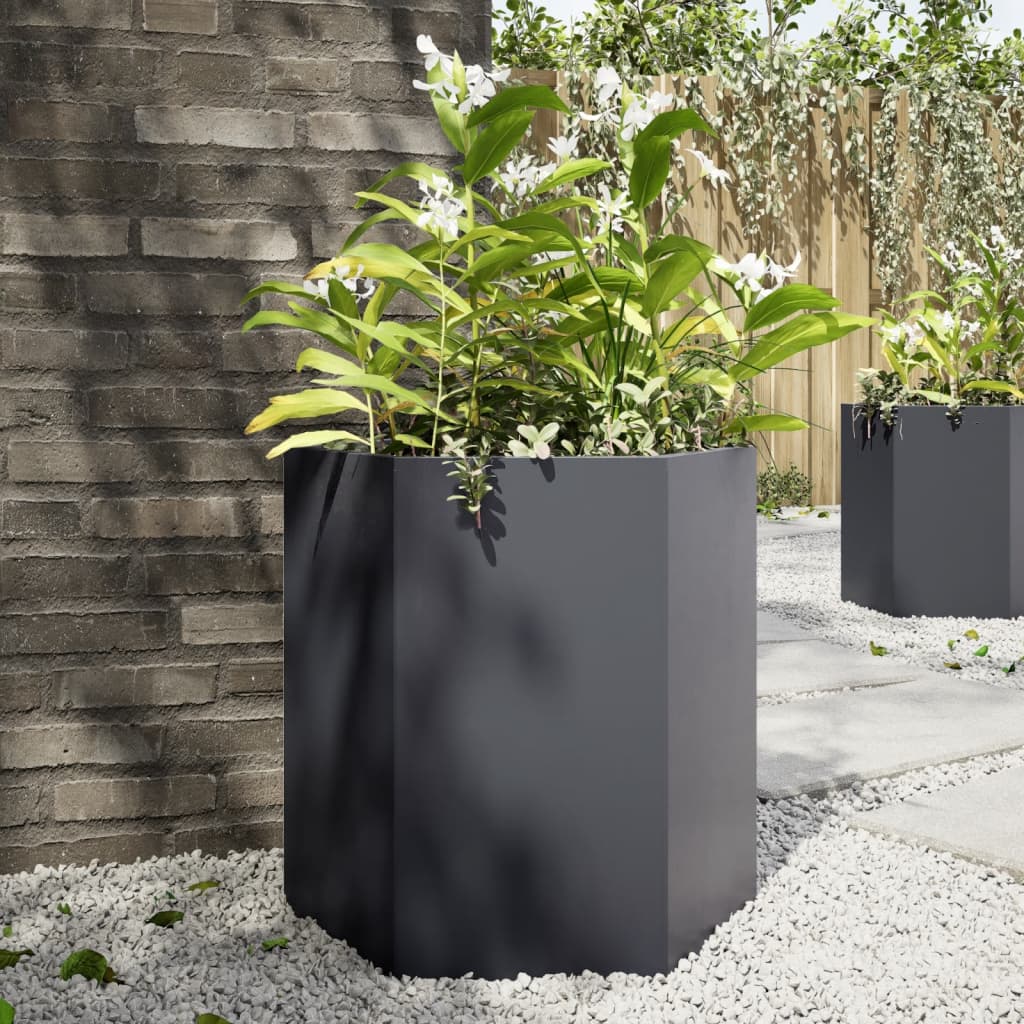 vidaXL Jardinière anthracite hexagone 46x40x45 cm acier