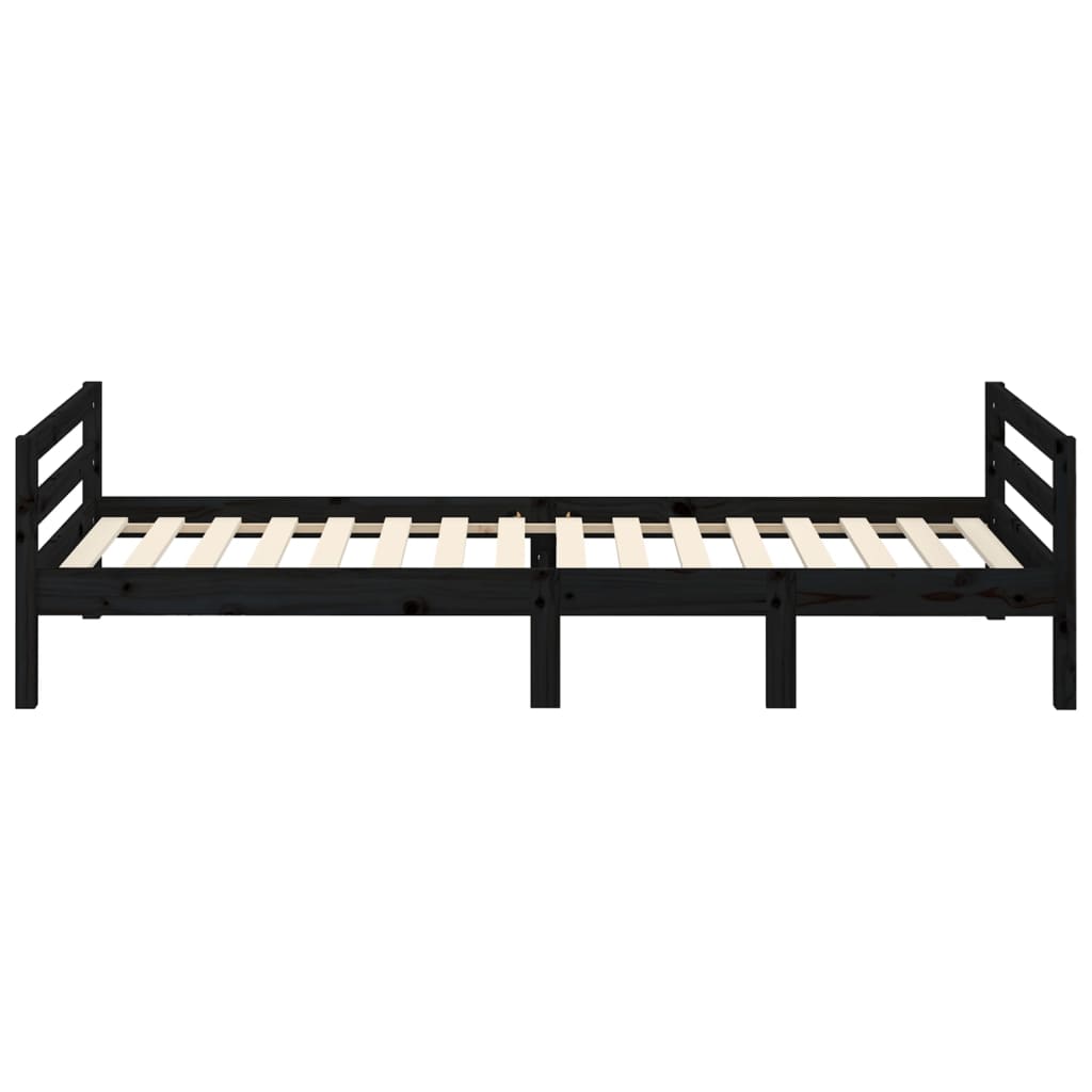 vidaXL Cadre de lit sans matelas noir 75x190 cm bois de pin massif