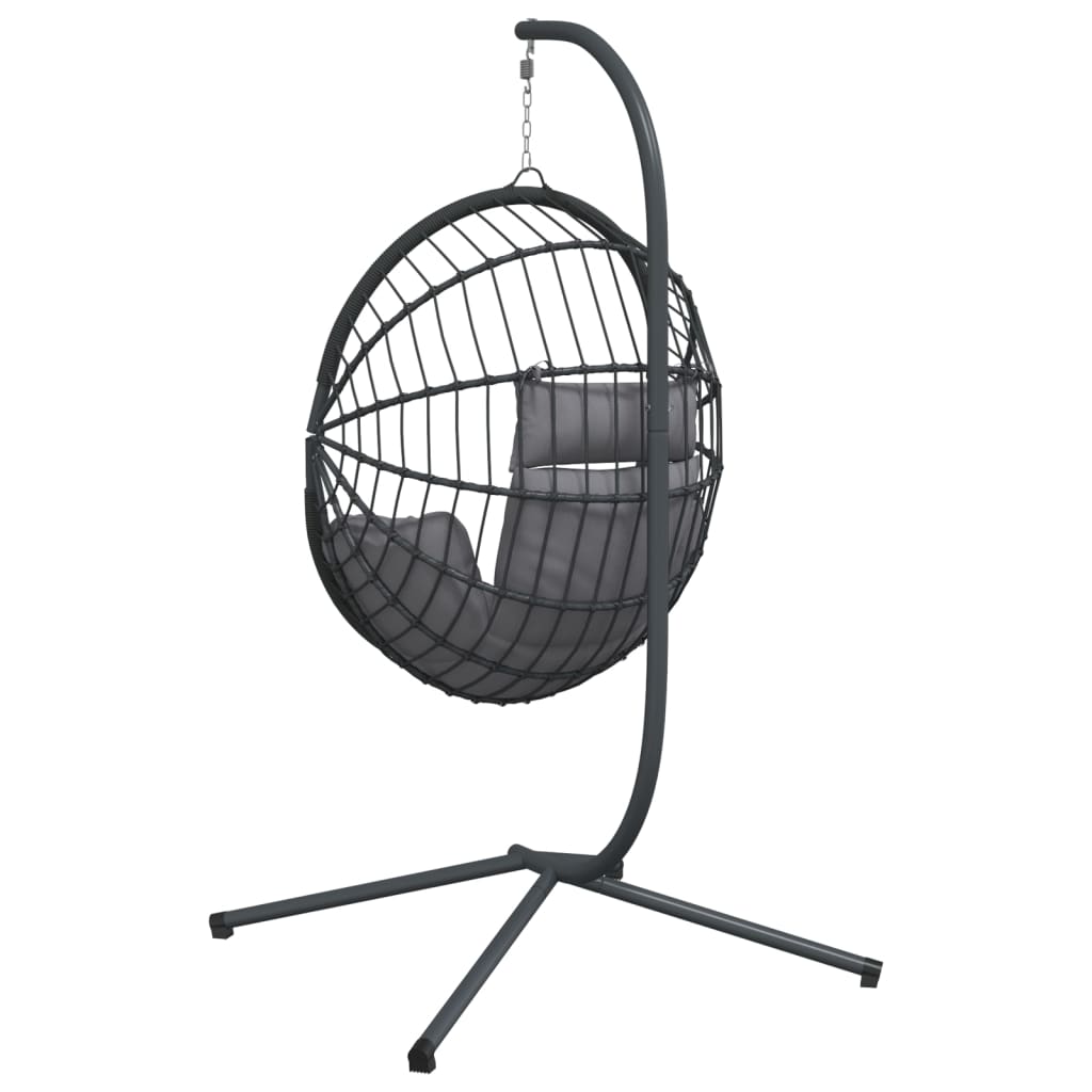 vidaXL Chaise suspendue en forme d'œuf et support gris rotin et acier