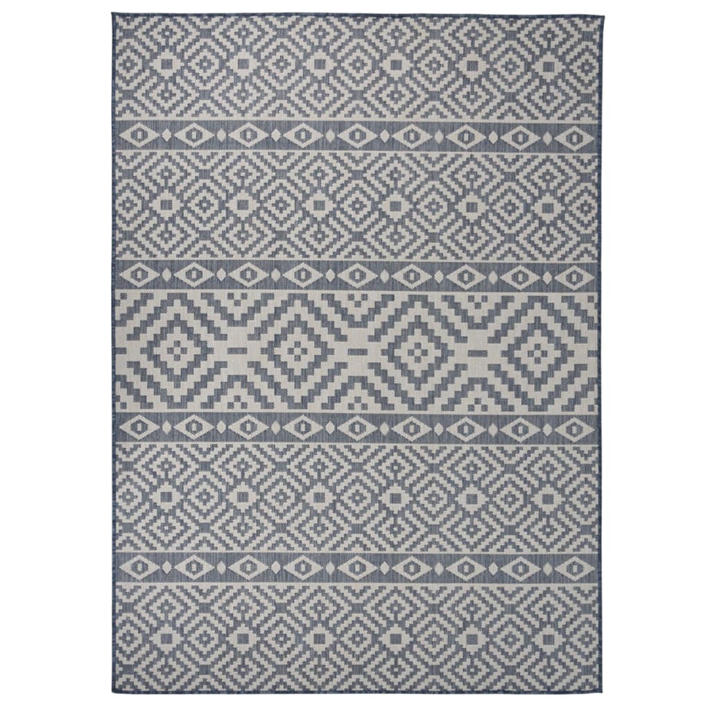 vidaXL Tapis à tissage plat d'extérieur 200x280 cm Rayures bleues