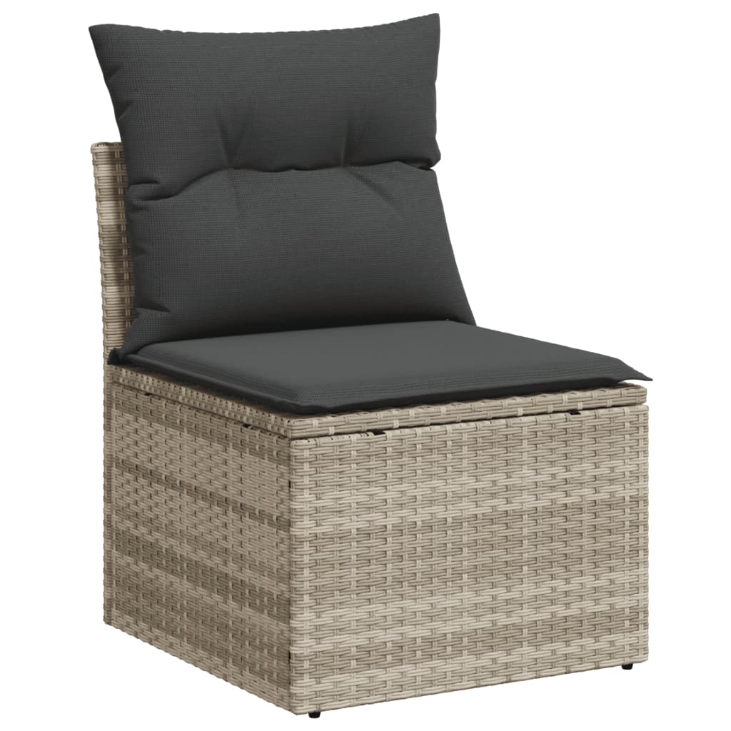 vidaXL Salon de jardin 9 pcs avec coussins gris clair résine tressée