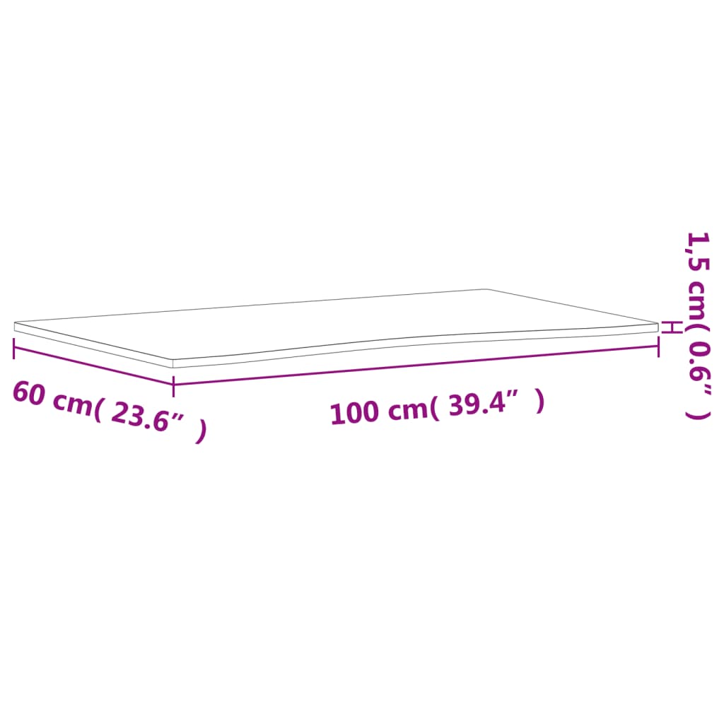 vidaXL Dessus de bureau 100x(55-60)x1,5 cm bois massif de hêtre