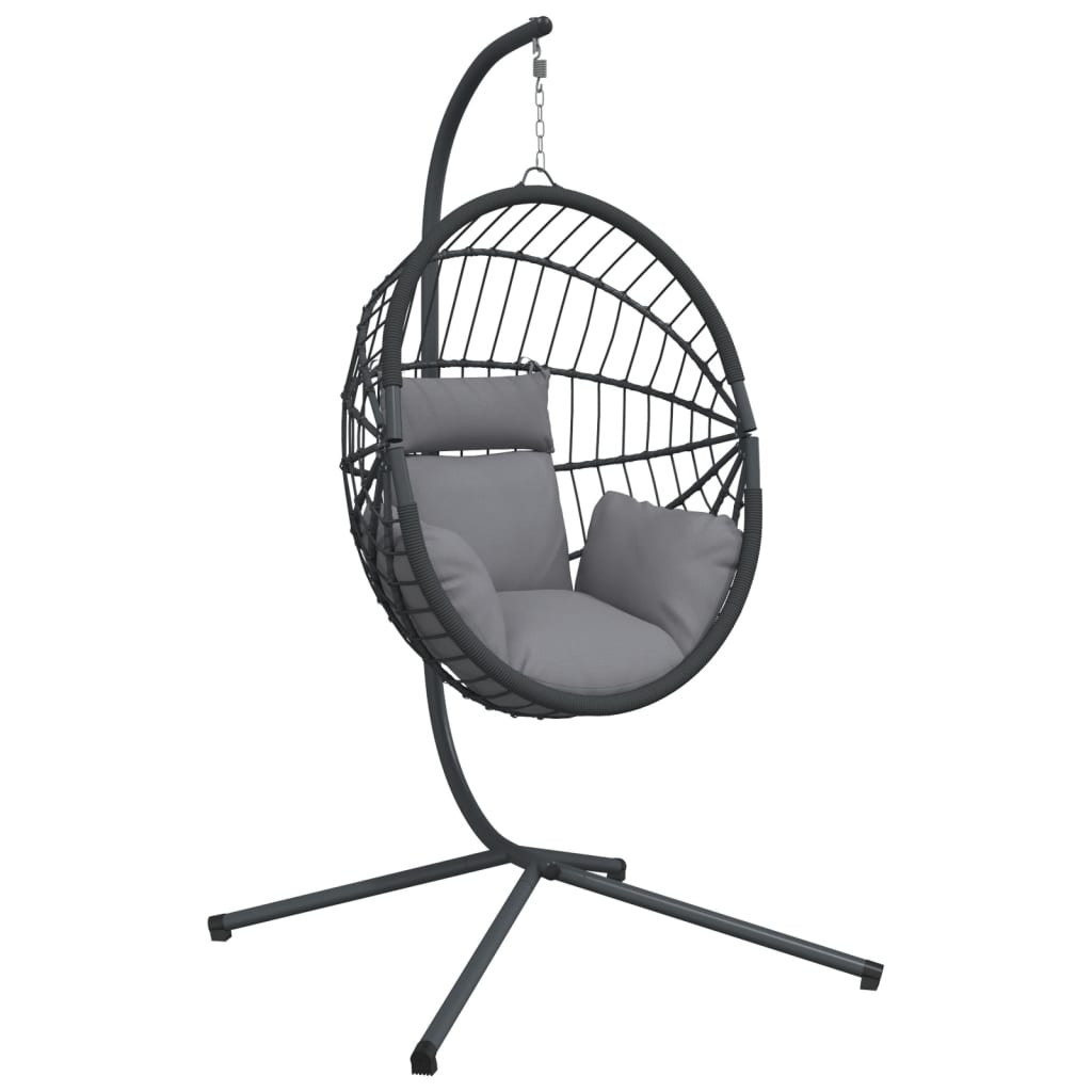 vidaXL Chaise suspendue en forme d'œuf et support gris rotin et acier