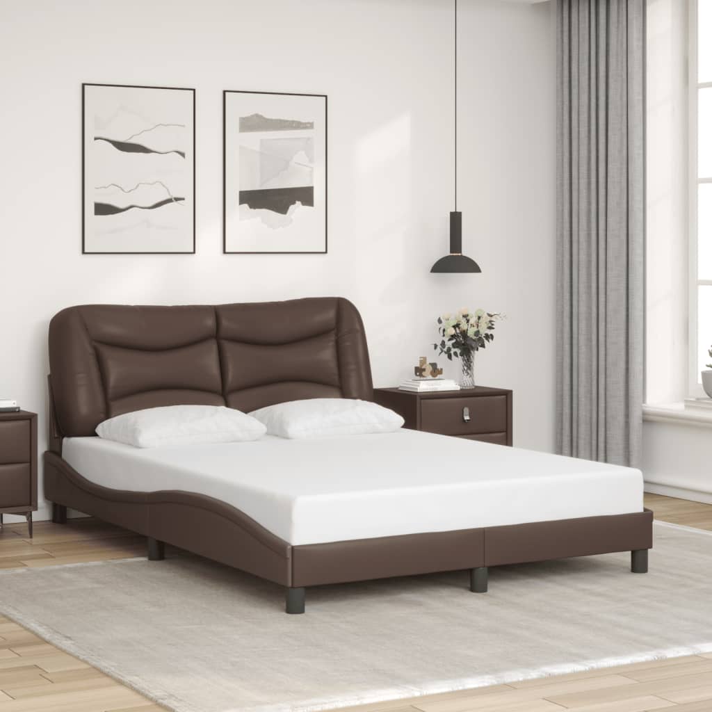 vidaXL Cadre de lit avec lumières LED marron 140x200 cm similicuir