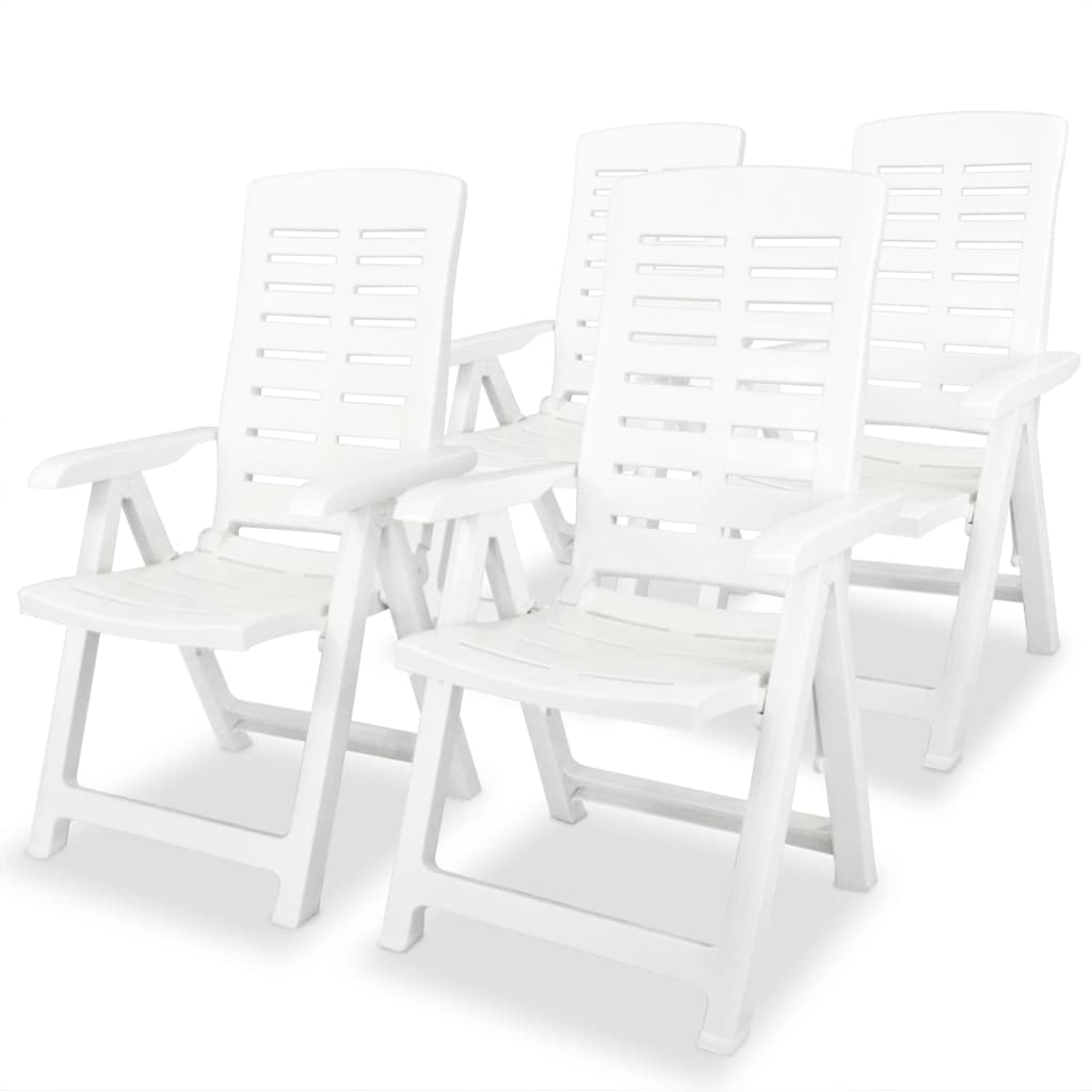 vidaXL Chaises inclinables de jardin lot de 4 Plastique Blanc