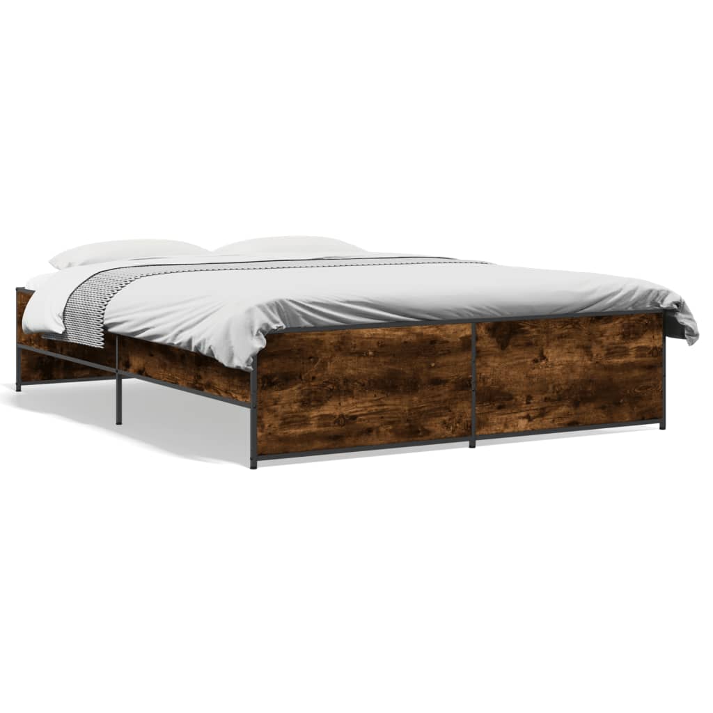 vidaXL Cadre de lit sans matelas chêne fumé 150x200 cm