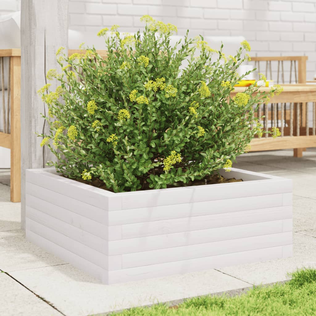 vidaXL Jardinière blanc 60x60x23 cm bois de pin massif