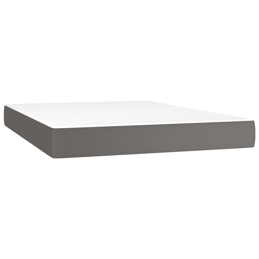 vidaXL Sommier à lattes de lit avec matelas Gris 140x200 cm Similicuir