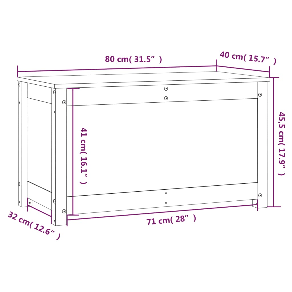 vidaXL Boîte de rangement 80x40x45,5 cm Bois massif de pin