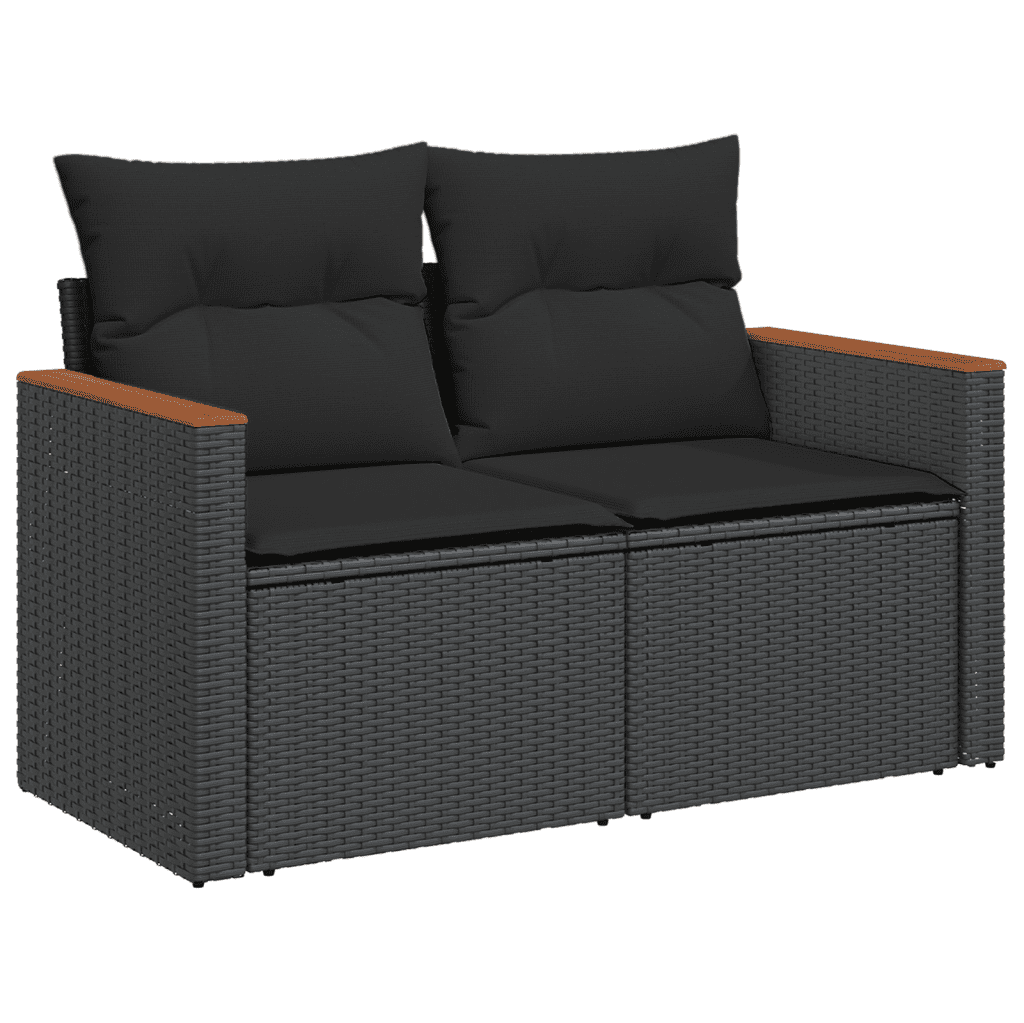 vidaXL Salon de jardin 11 pcs avec coussins noir résine tressée