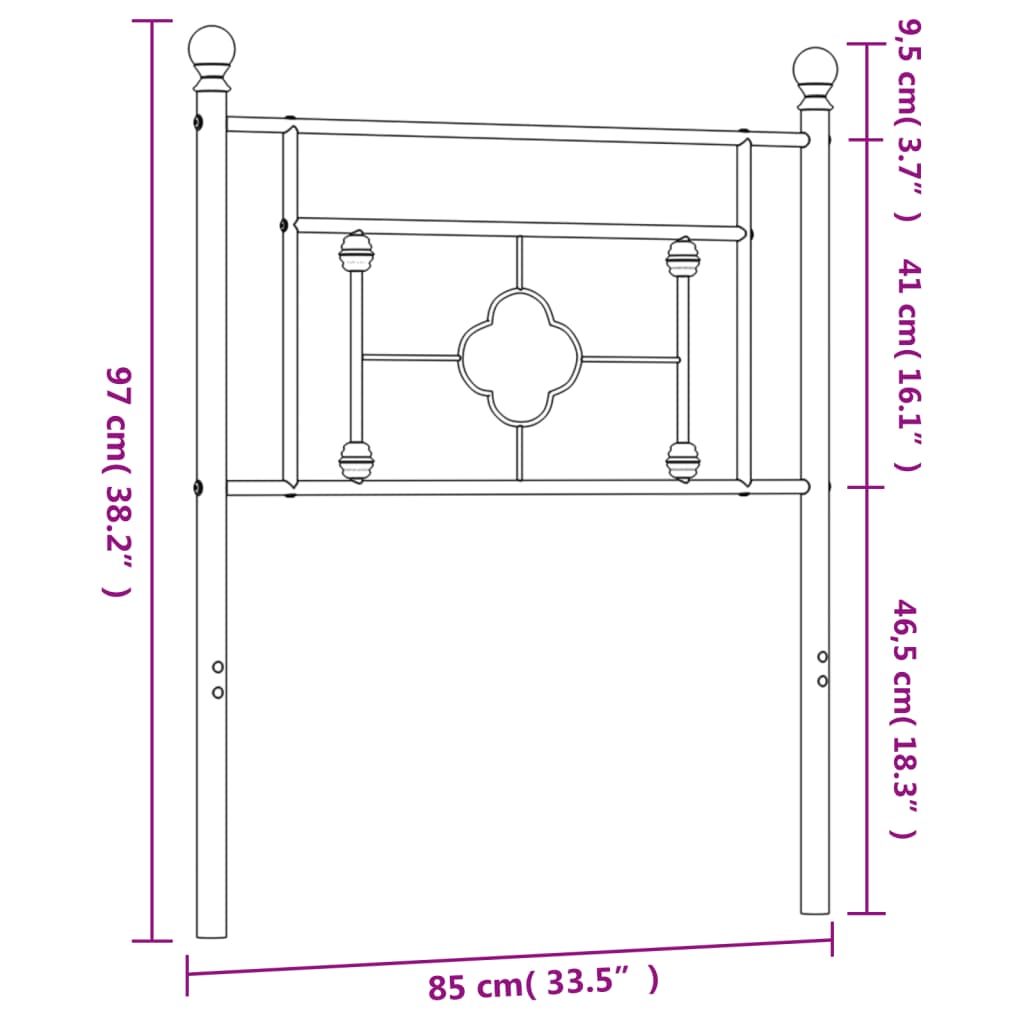 vidaXL Tête de lit métal blanc 80 cm