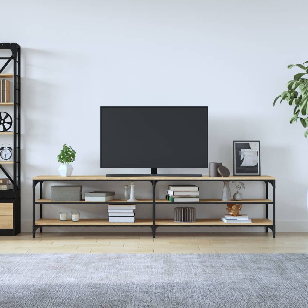 vidaXL Meuble TV chêne sonoma 200x30x50 cm bois d'ingénierie et métal