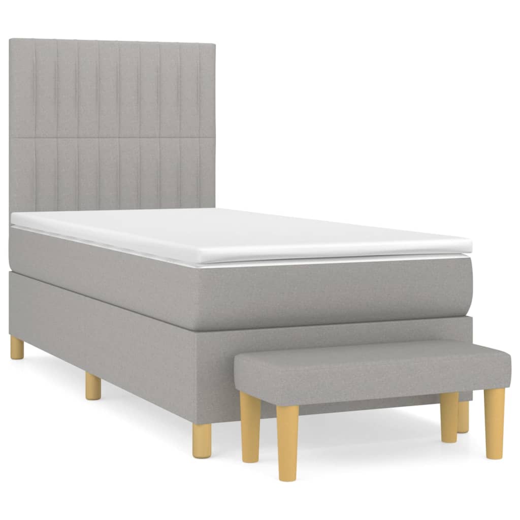 vidaXL Sommier à lattes de lit avec matelas Gris clair 90x200 cm Tissu