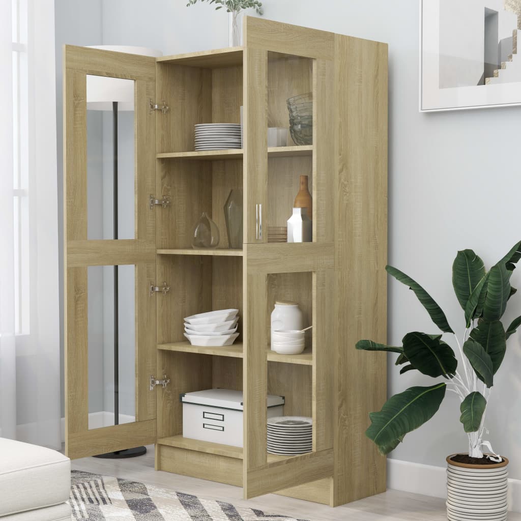 vidaXL Armoire à vitrine Chêne sonoma 82,5x30,5x150 cm Bois ingénierie