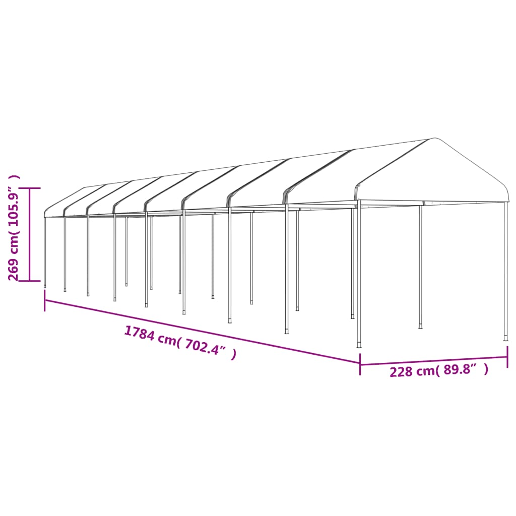 vidaXL Belvédère avec toit blanc 17,84x2,28x2,69 m polyéthylène