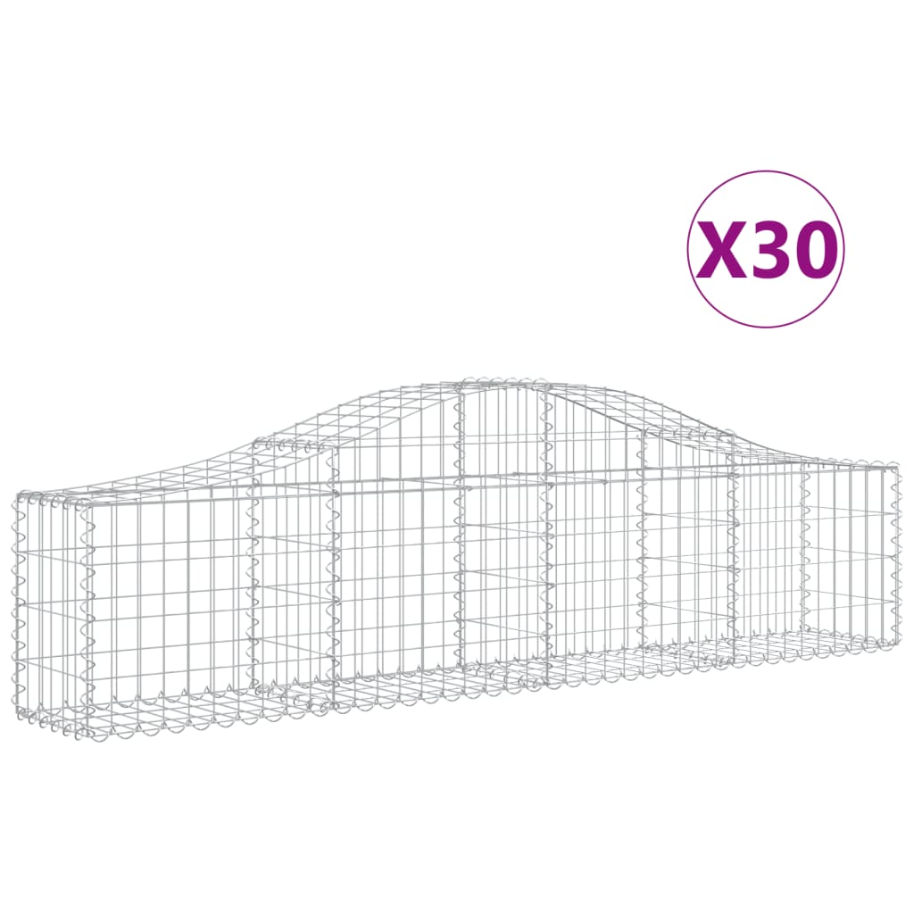 vidaXL Paniers à gabions arqués 30 pcs 200x30x40/60 cm Fer galvanisé