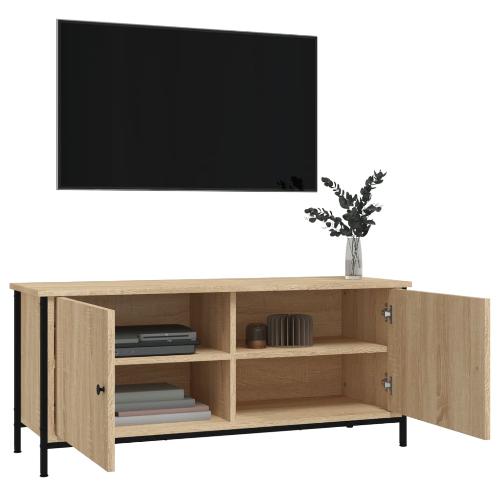 vidaXL Meuble TV avec portes chêne sonoma 102x35x45 cm bois ingénierie