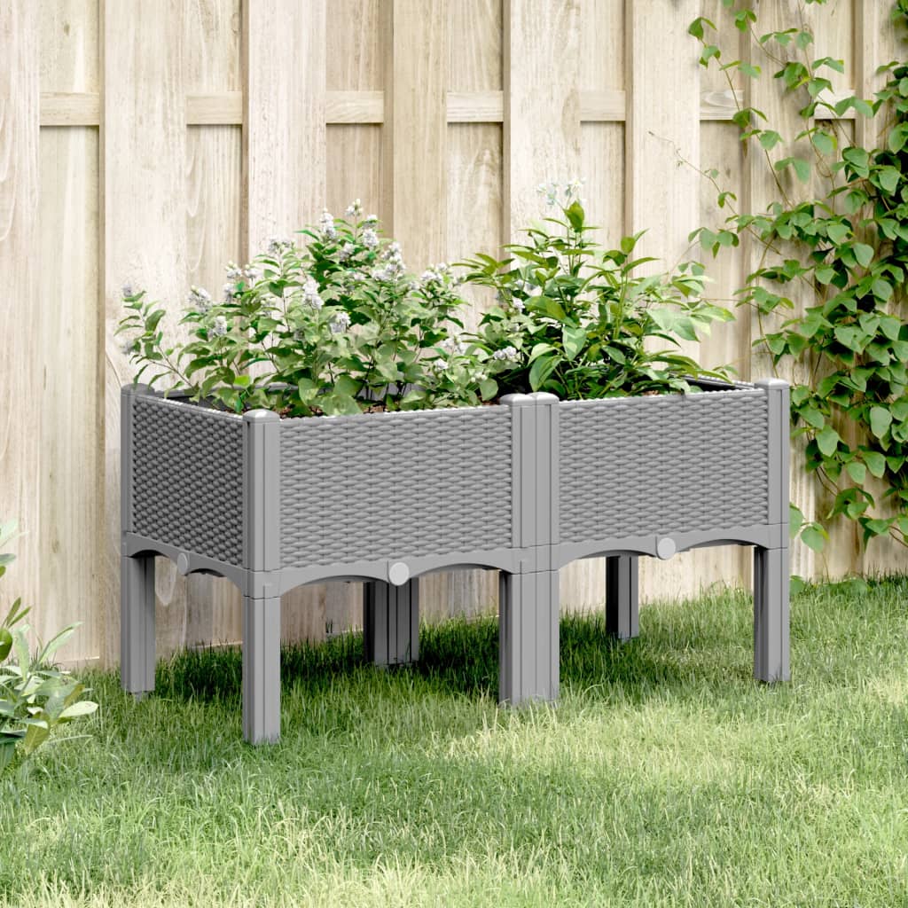 vidaXL Jardinière avec pieds gris clair 80x40x42 cm PP