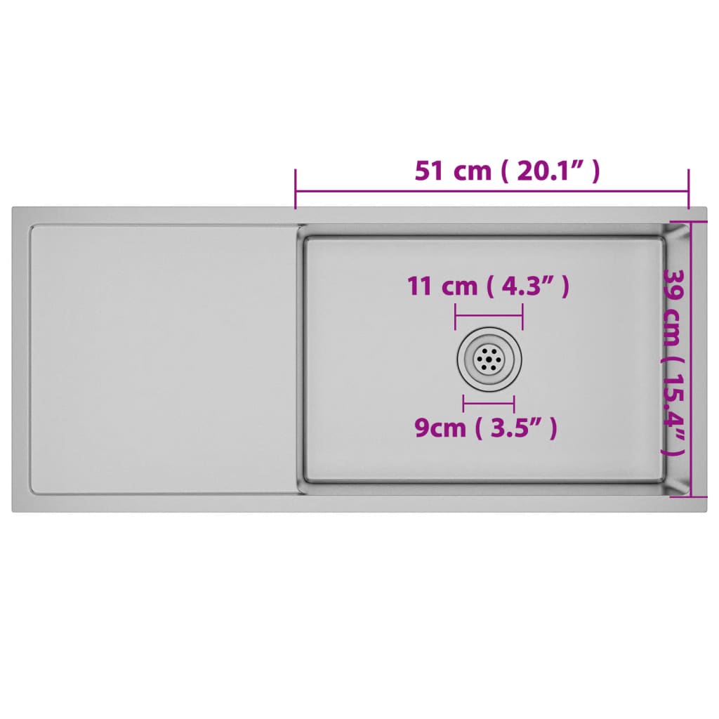 vidaXL Évier de cuisine fait main Acier inoxydable