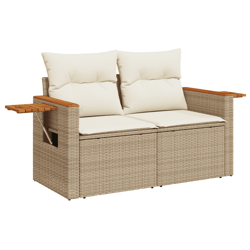 vidaXL Salon de jardin avec coussins 10 pcs beige résine tressée