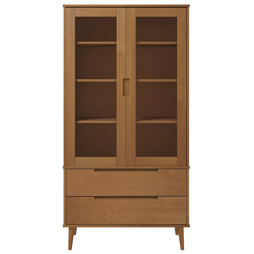 vidaXL Armoire à vitrine MOLDE Marron 90x35x175 cm Bois de pin massif