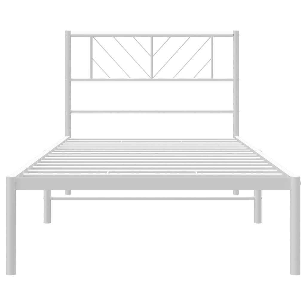 vidaXL Cadre de lit métal sans matelas et tête de lit blanc 107x203 cm