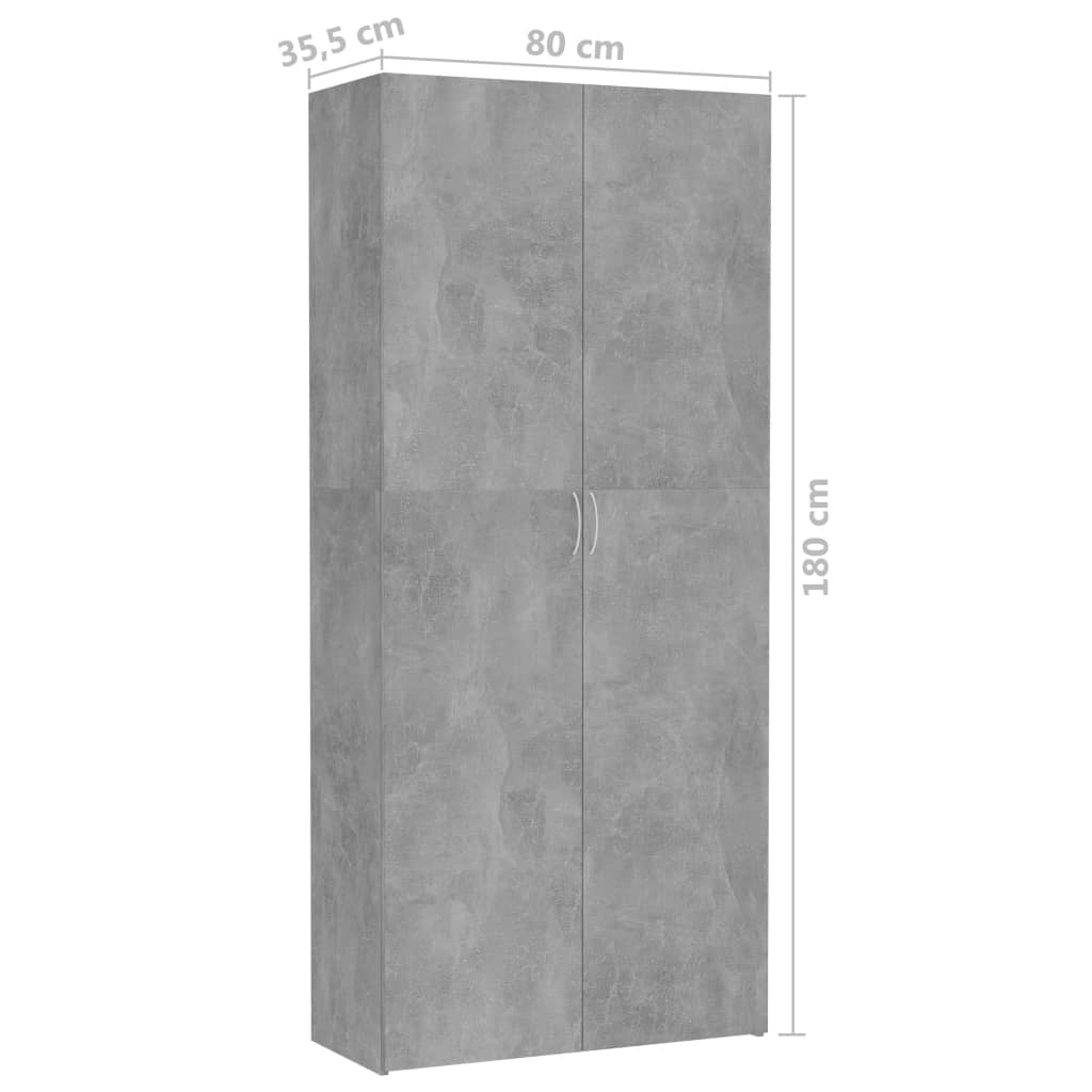 vidaXL Armoire de rangement gris béton 80x35,5x180cm bois d'ingénierie