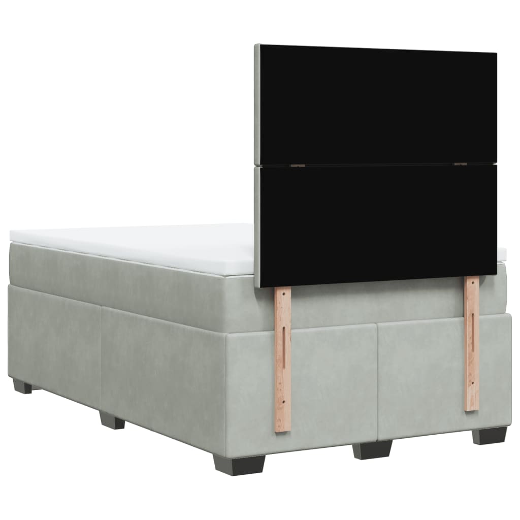 vidaXL Sommier à lattes de lit et matelas gris clair 120x190cm velours