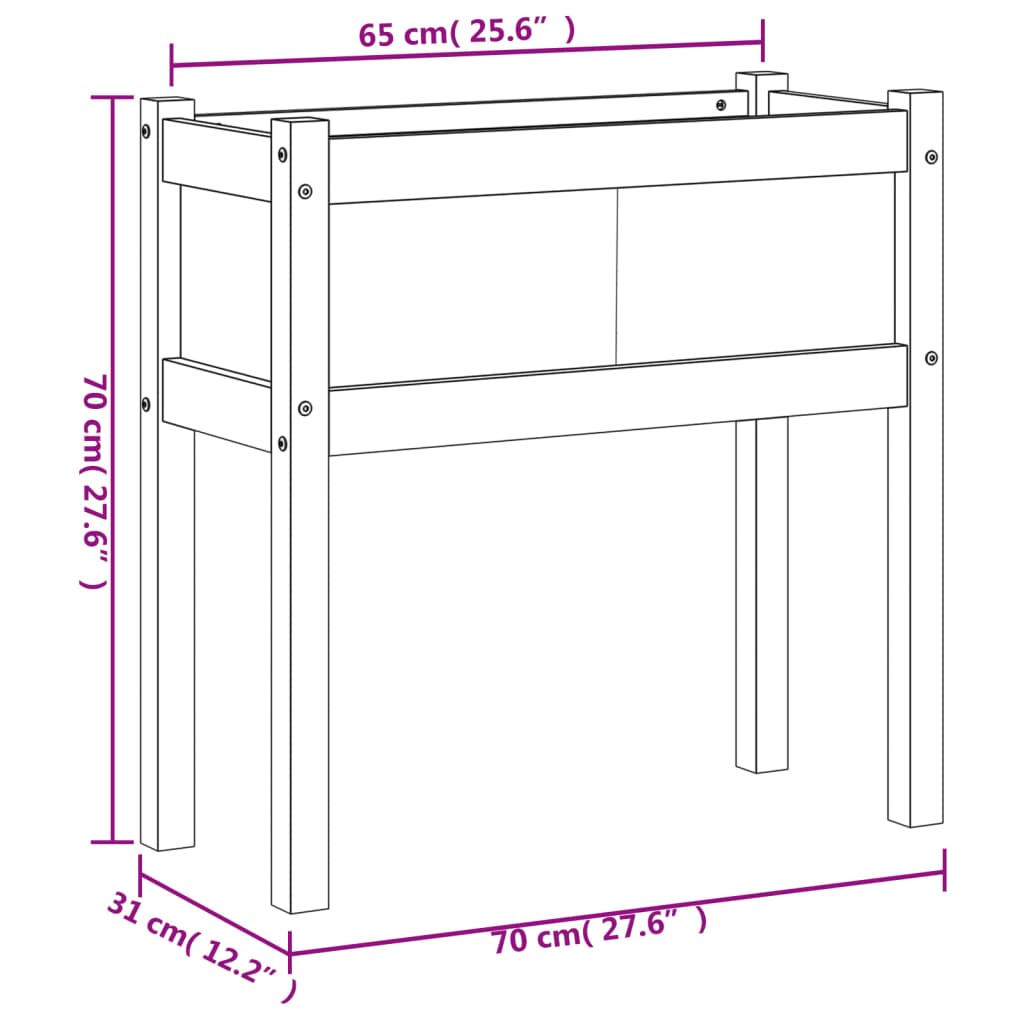 vidaXL Jardinières et pieds cire marron 70x31x70 cm bois de pin massif