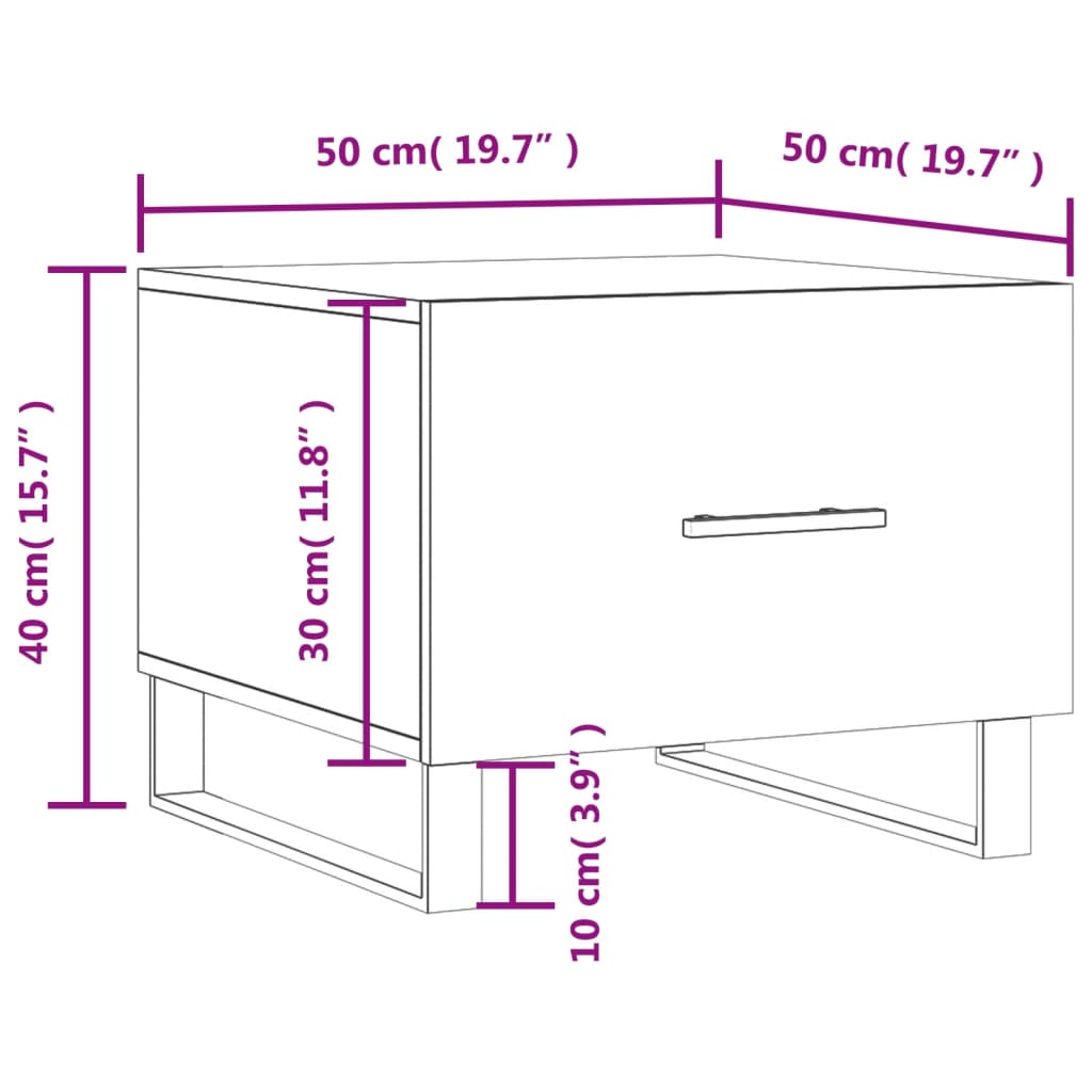 vidaXL Tables basses 2 pcs blanc brillant 50x50x40cm bois d'ingénierie