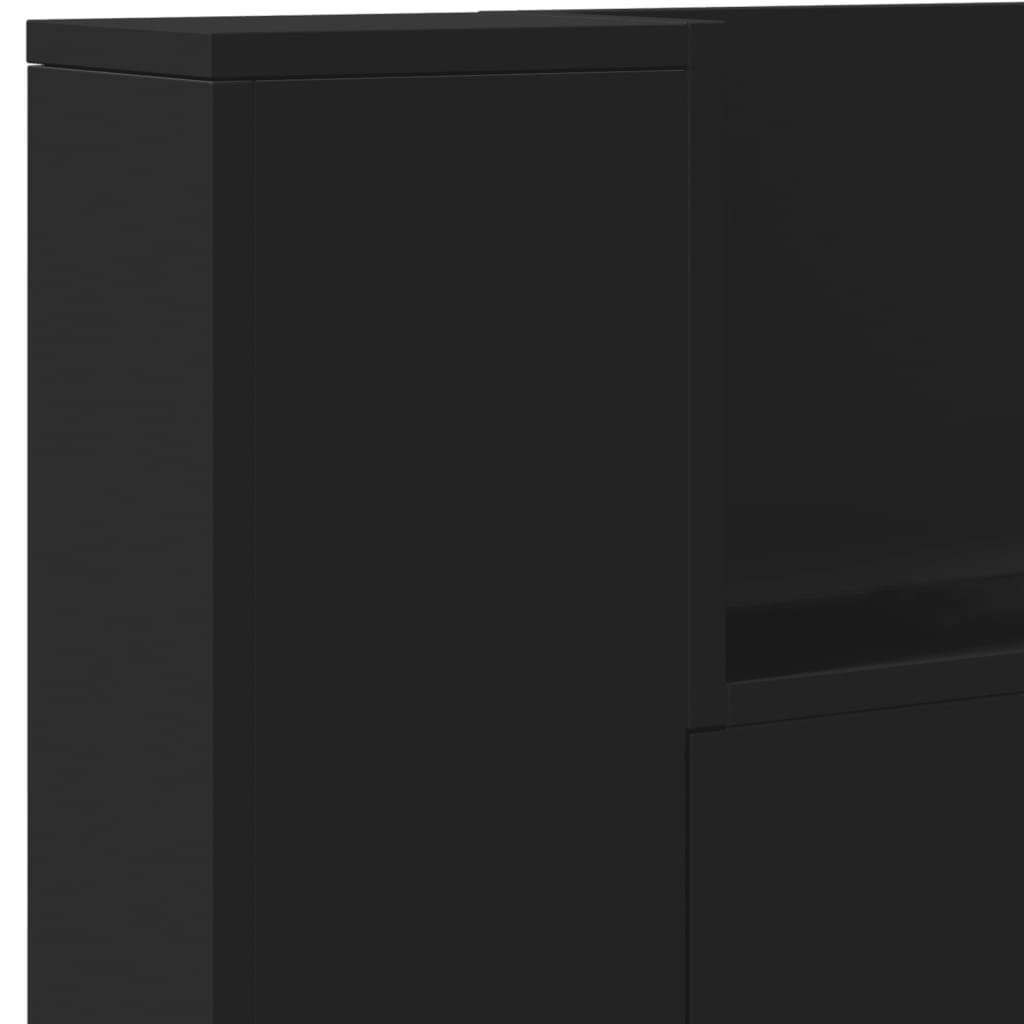 vidaXL Armoire tête de lit avec LED noir 200x16,5x103,5 cm