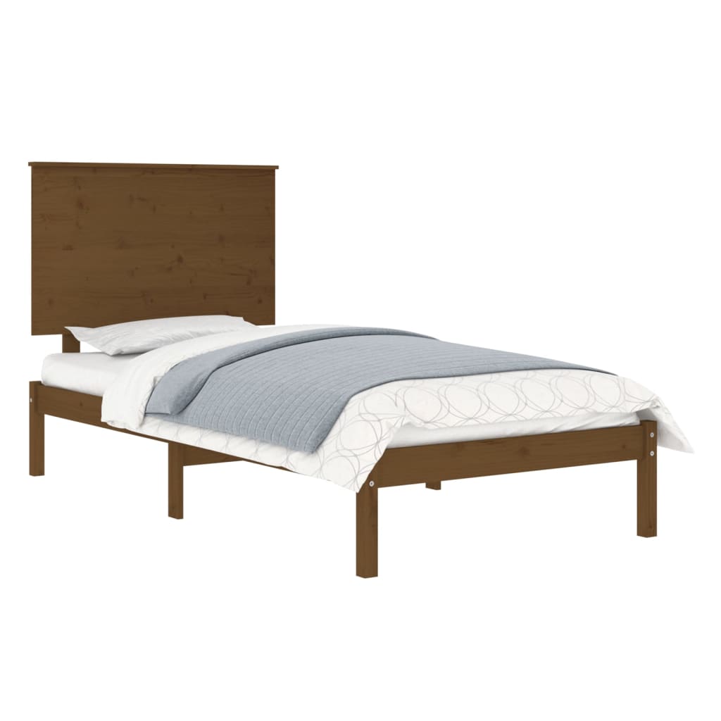 vidaXL Cadre de lit Marron miel Bois massif 75x190 cm Petit simple