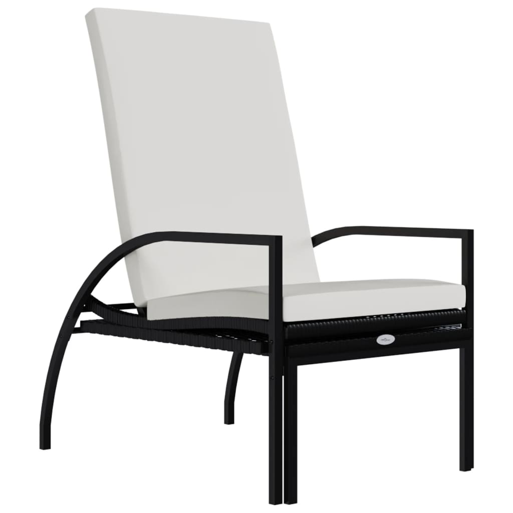 vidaXL Chaises longues avec repose-pied lot de 2 Résine tressée Noir