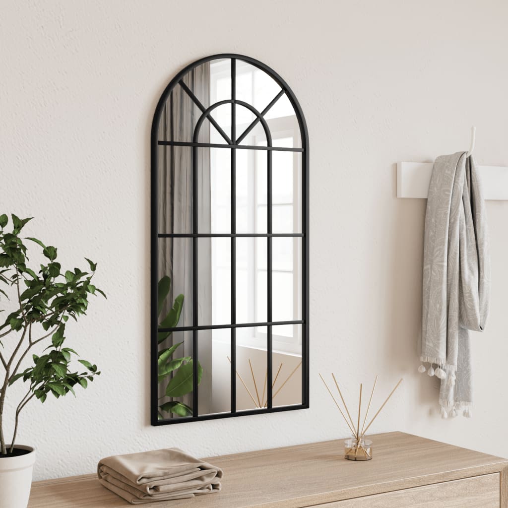 vidaXL Miroir mural noir 40x80 cm arche fer