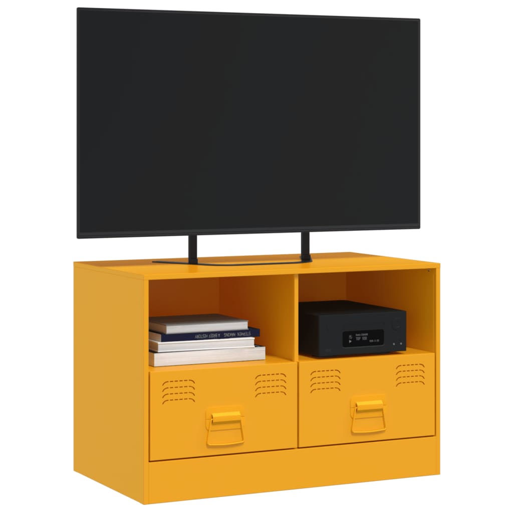 vidaXL Meuble TV jaune moutarde 67x39x44 cm acier