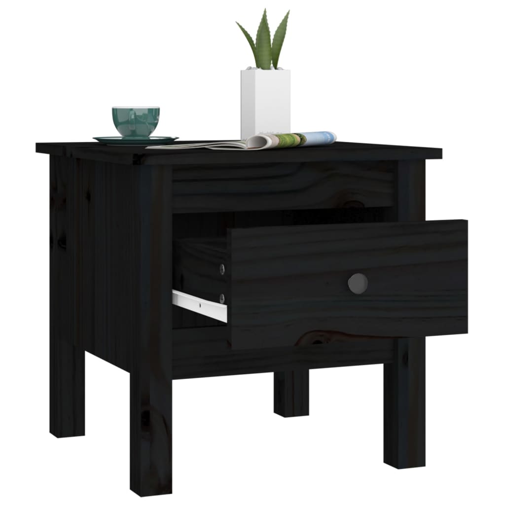 vidaXL Tables d'appoint 2 pcs Noir 40x40x39 cm Bois massif de pin