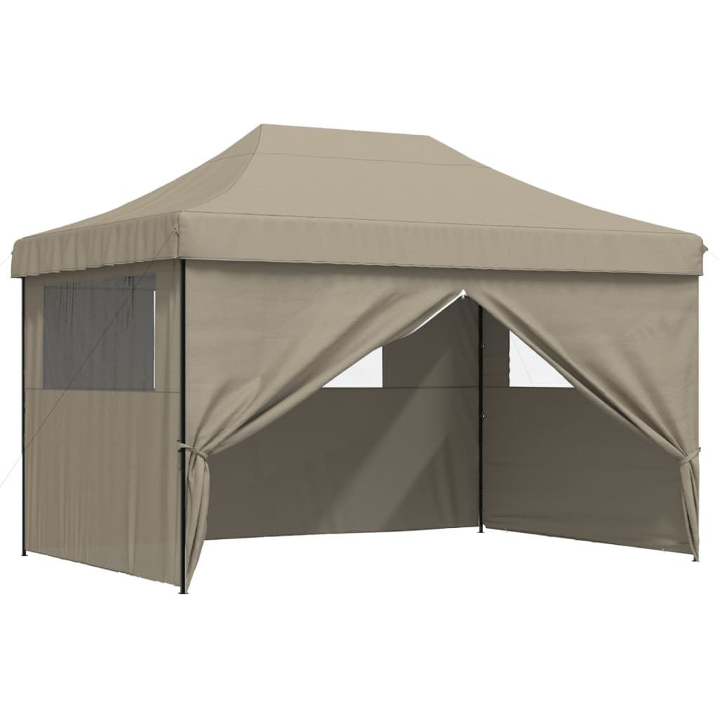 vidaXL Tente de réception pliable escamotable 4 parois latérales taupe