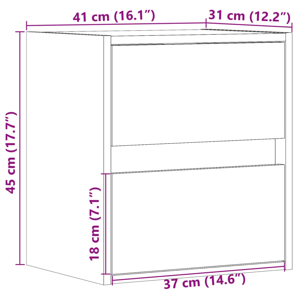 vidaXL Meuble TV mural avec lumières LED sonoma gris 41x31x45 cm