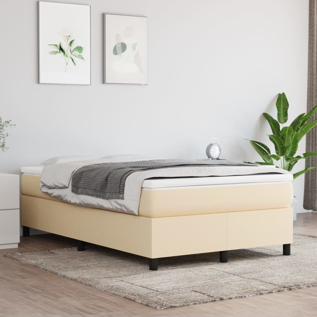 vidaXL Sommier à lattes de lit avec matelas Crème 120x200 cm Tissu