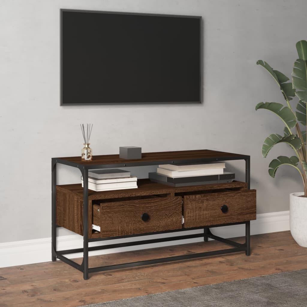 vidaXL Meuble TV chêne marron 80x35x45 cm bois d'ingénierie