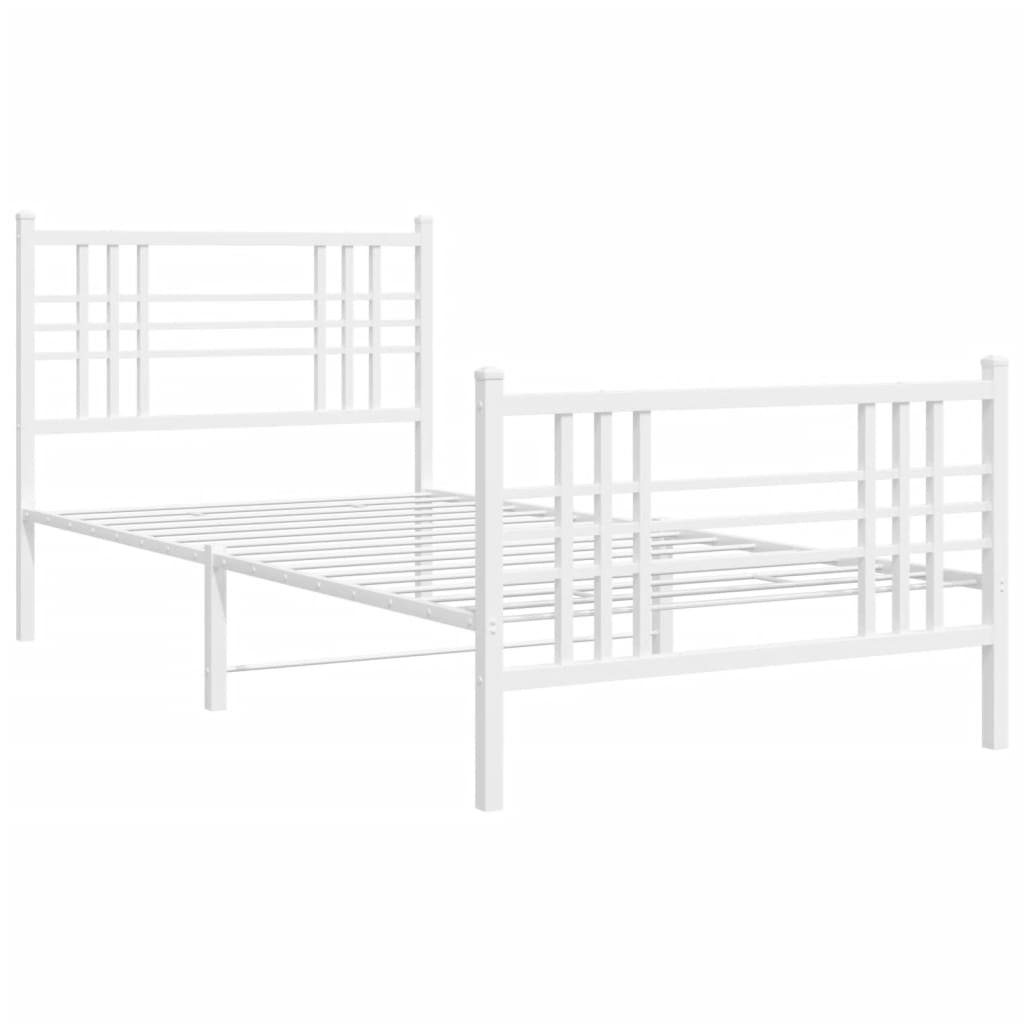 vidaXL Cadre de lit métal sans matelas et pied de lit blanc 100x190 cm